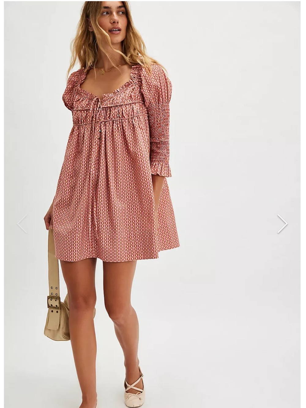 Free People Red Printed Mini Dress